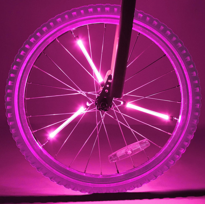 Pink Battery-Powered LED Spin Lights for Kids' Bikes and Ride-Ons