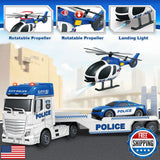 25-Inch Large Police Truck Toy with Racing Car for Toddler Boys