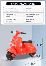 Stable 3-Wheel Electric Tricycle for Kids - Mestari Kids Ride-On Motorcycle with Slow Speed Control