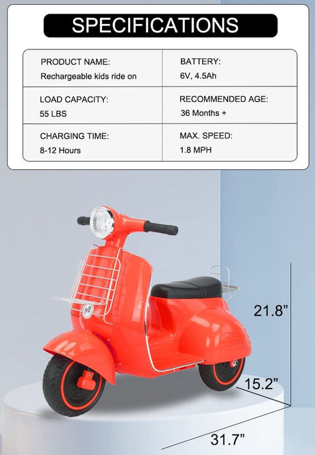 Stable 3-Wheel Electric Tricycle for Kids - Mestari Kids Ride-On Motorcycle with Slow Speed Control