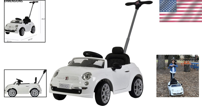 Fiat 500 Push Car with LED Lights and Music for Toddler Play