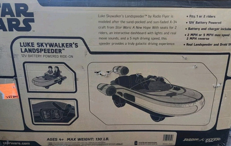 Luke Skywalker Tatooine Landspeeder 12V Kids Ride-On with Radio New Sealed