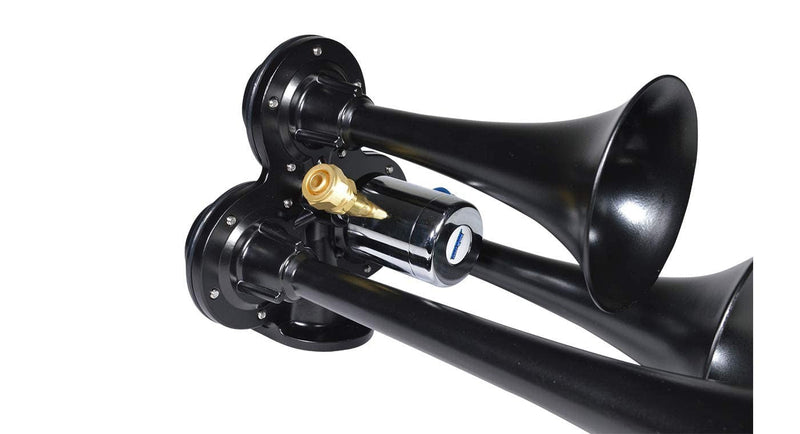 Stealth Black Caboose 12/24 Volt Air Horn with 3 Trumpets and Unique Tone