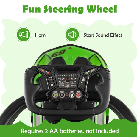 3-in-1 Licensed Lamborghini Ride-On Push Stroller Car with Sound Green