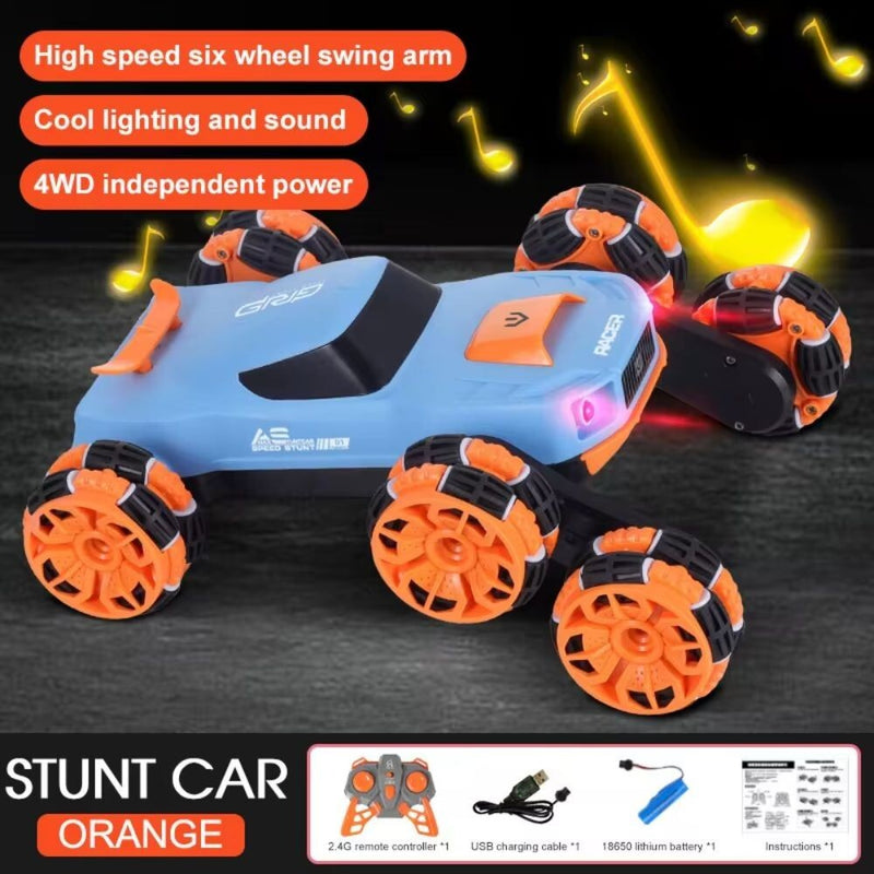 Rechargeable Stunt Racing Car with 6 Wheels and 360-Degree Twist Spin