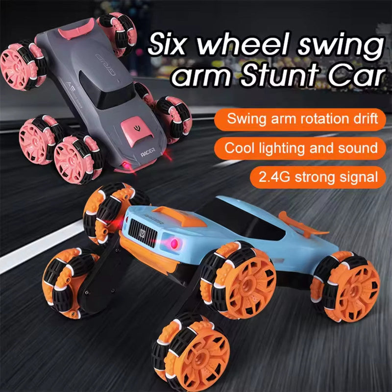 Rechargeable Stunt Racing Car with 6 Wheels and 360-Degree Twist Spin