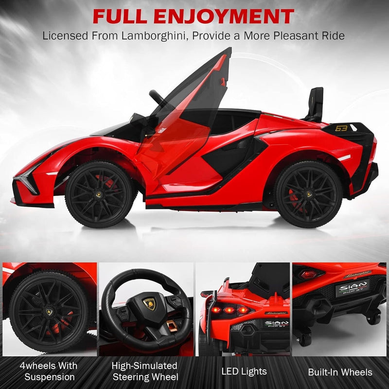 Licensed 12V Lamborghini Ride-On Car for Toddlers with Safety and Fun Features