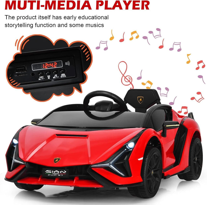 Licensed 12V Lamborghini Ride-On Car for Toddlers with Safety and Fun Features