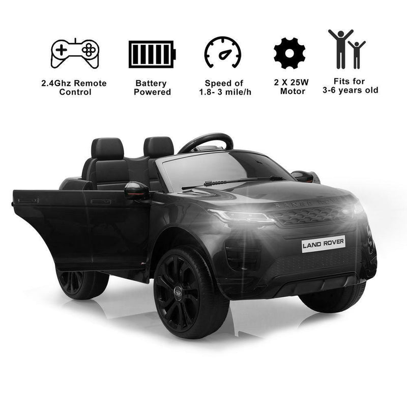 Stylish Black 12V 4-Wheel Kids Ride-On Car with Remote Control - Licensed Land Rover Design
