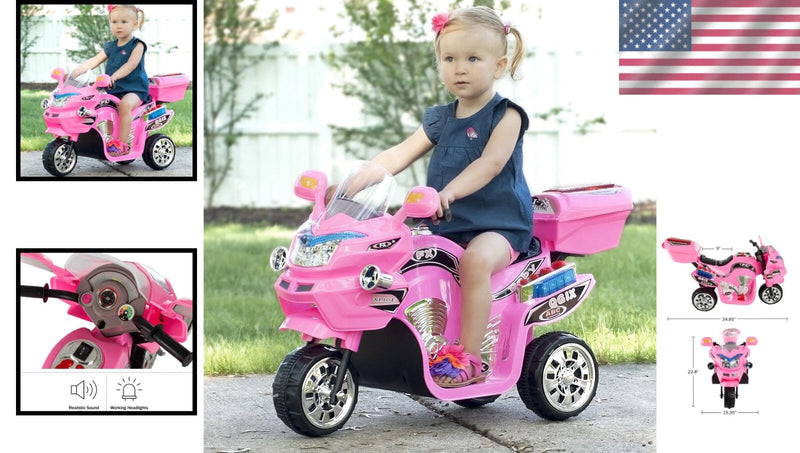 Pink 3-Wheel Electric Motorcycle for Kids with Fun Features