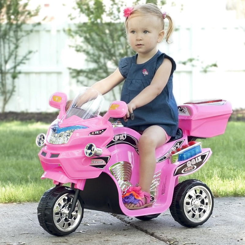 Pink 3-Wheel Electric Motorcycle for Kids with Fun Features