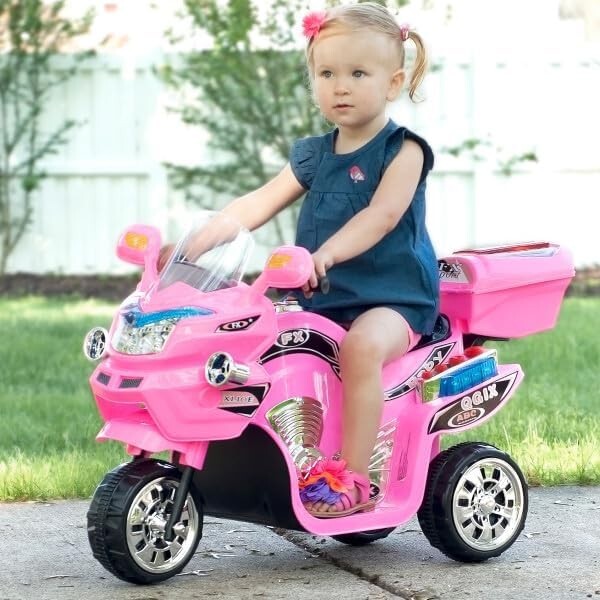 Pink 3-Wheel Electric Motorcycle for Kids with Fun Features