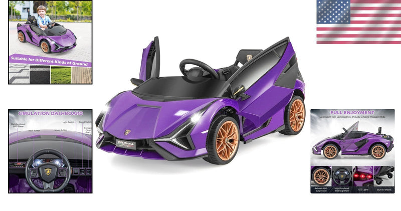 Purple Kids Remote Control Sports Car with Suspension and Sound Effects