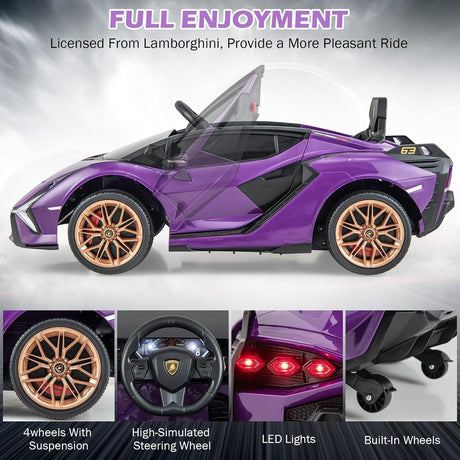 Purple Kids Remote Control Sports Car with Suspension and Sound Effects