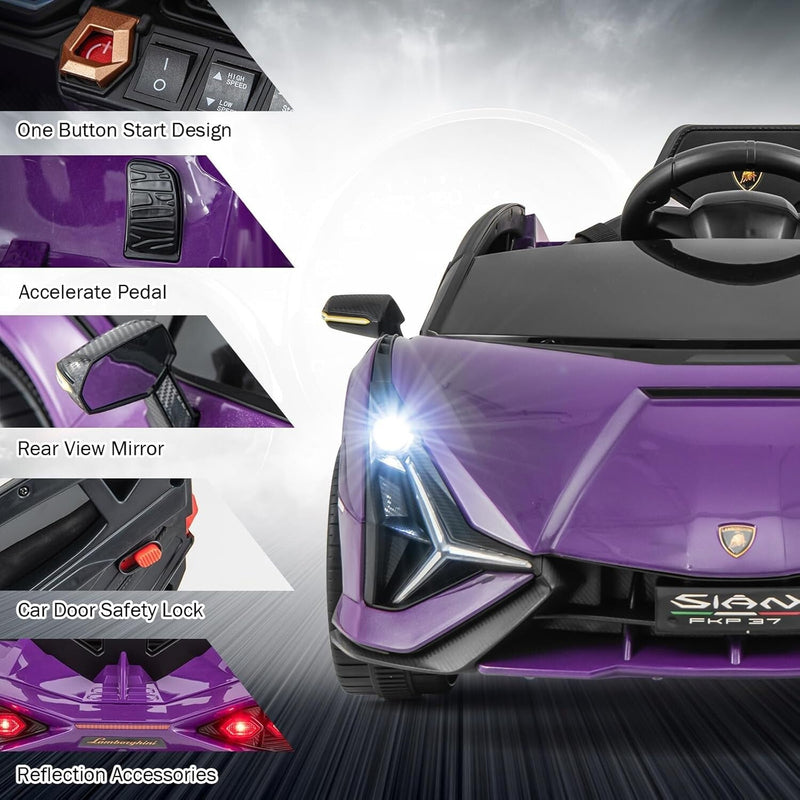 Purple Kids Remote Control Sports Car with Suspension and Sound Effects
