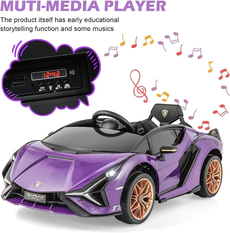 Purple Kids Remote Control Sports Car with Suspension and Sound Effects