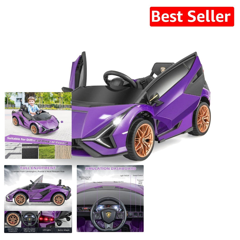 Purple Kids Remote Control Sports Car with Suspension and Sound Effects