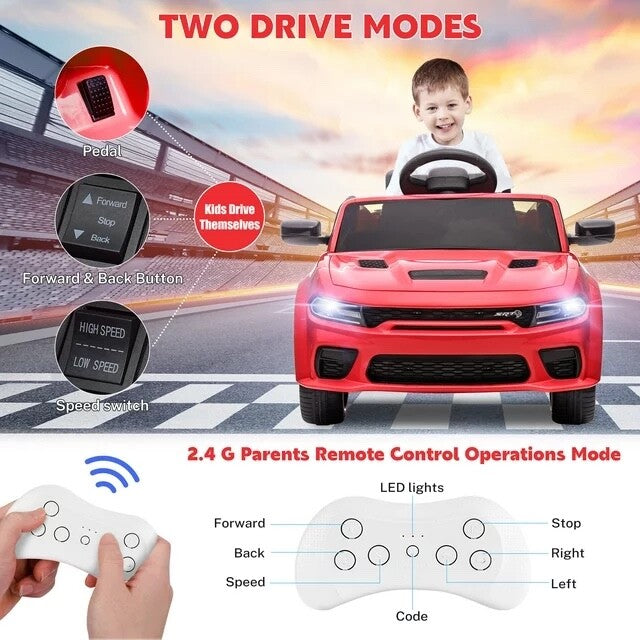 12V Licensed Dodge Charger SRT Electric Ride-On Car for Kids