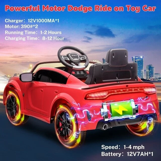 12V Licensed Dodge Charger SRT Electric Ride-On Car for Kids