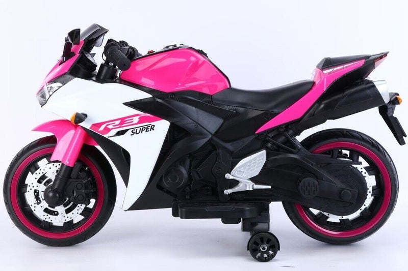 Super R3 Kids Electric Ride-On Bike with LED Lights - 12V Battery Powered Toy