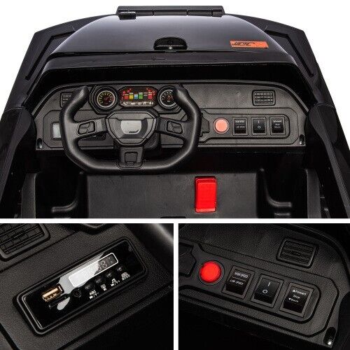 Supercharged Leather Seat 4-Wheel Kids Ride-On Car with Dual 200W Motors - 24V, 7A, 200W x 2