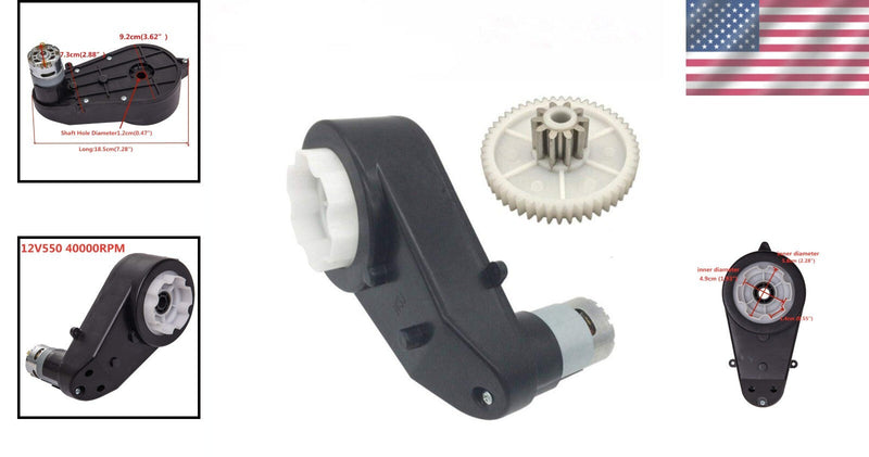 12V DC Motor and Gearbox for Kids Ride-On Car Repairs and Upgrades