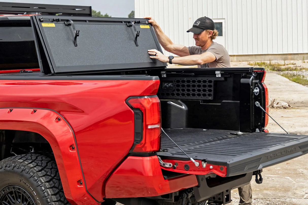 Rough Country Hard Tri-Fold Flip Up Bed Cover Toyota Tacoma 2WD/4WD 2024-2026 49415551-config