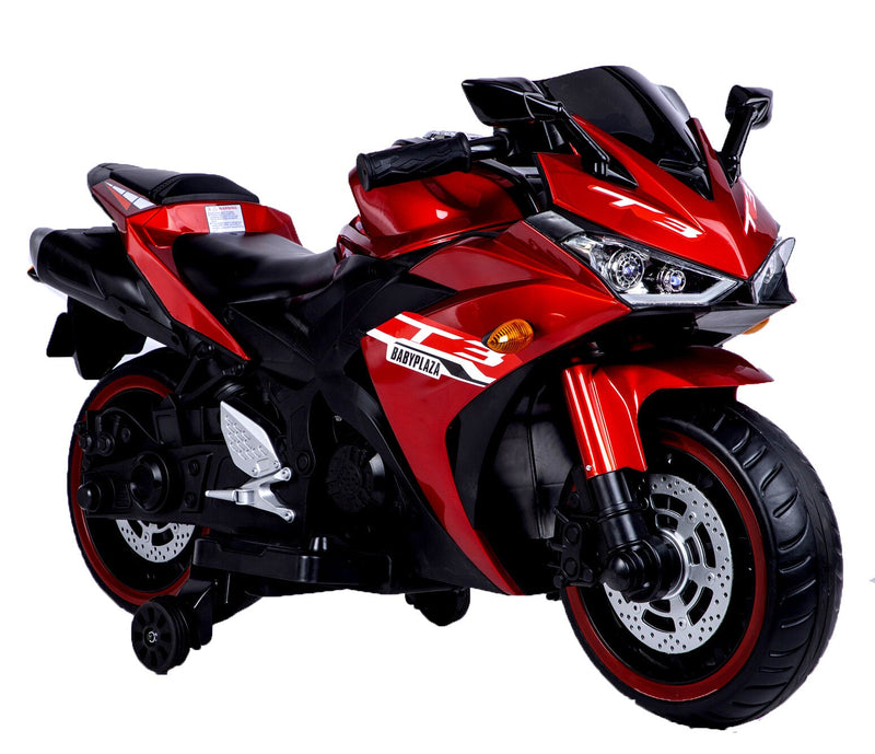 12V Kids Ride-On Motorcycle Toy with Training Wheels and Hand Control