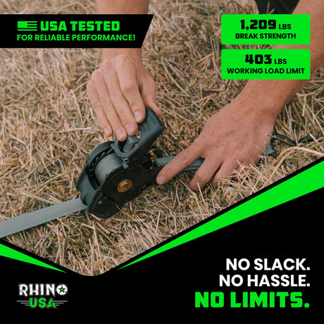 1" x 10' Retractable Ratchet Straps