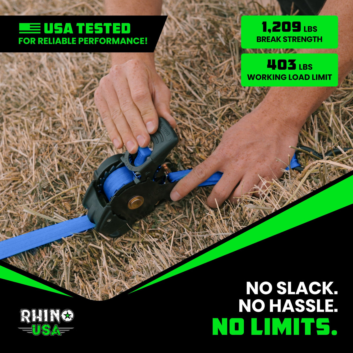 1" x 10' Retractable Ratchet Straps