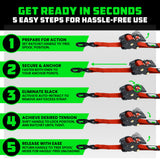 2" x 10' Retractable Ratchet Straps