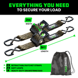 2" x 10' Retractable Ratchet Straps