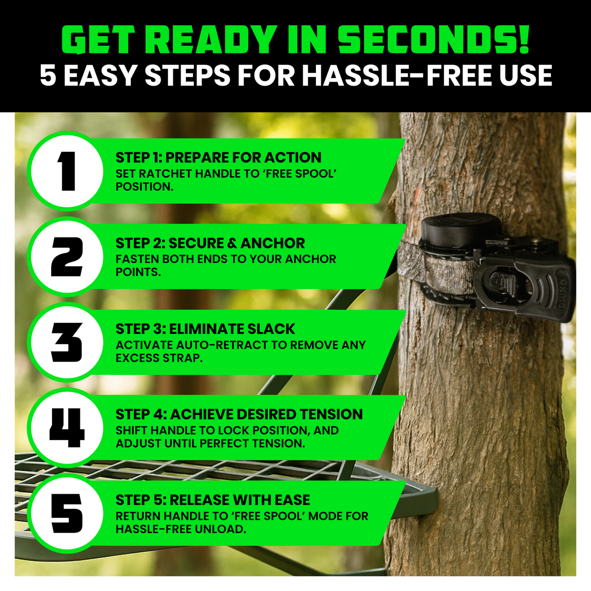 2" x 10' Retractable Ratchet Straps