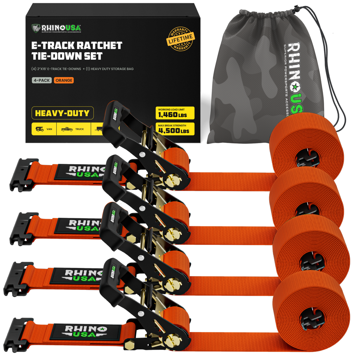 E-Track Ratchet Tie-Down Straps