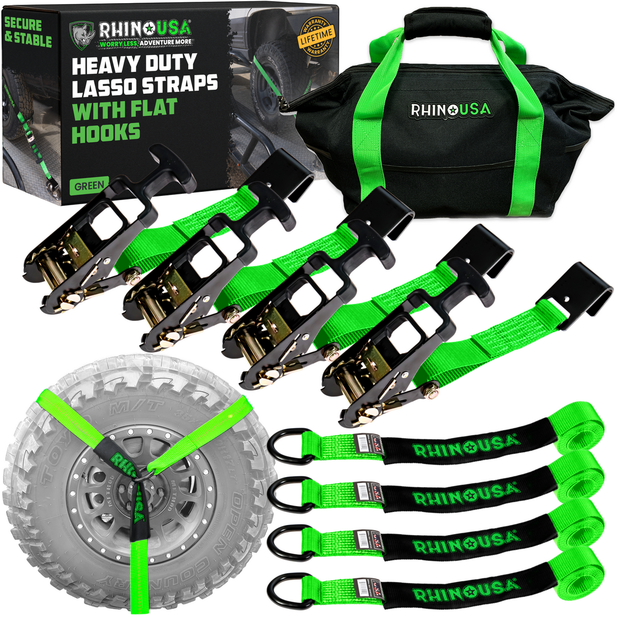 Car Tie-Down Lasso Straps (Flat-Hooks)