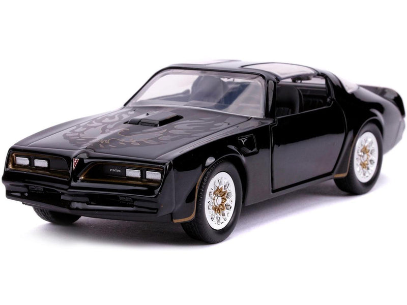 Black Pontiac Firebird Toy Car with Gold Stripes and Hood Bird Decal - Fast & Furious S Model