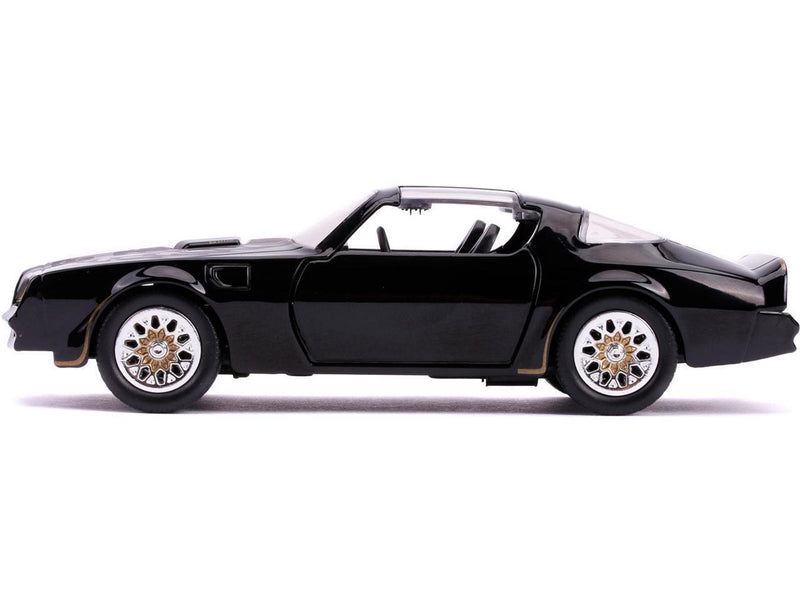 Black Pontiac Firebird Toy Car with Gold Stripes and Hood Bird Decal - Fast & Furious S Model
