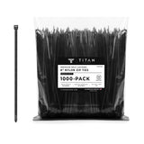 1000-Pack Premium 8-inch Black Nylon Zip Ties (60 Lbs. Tensile Strength / UV Resistant)
