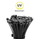 1000-Pack Premium 8-inch Black Nylon Zip Ties (60 Lbs. Tensile Strength / UV Resistant)