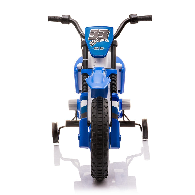 Electric 12V Blue Kids Ride-On Motorcycle with Training Wheels