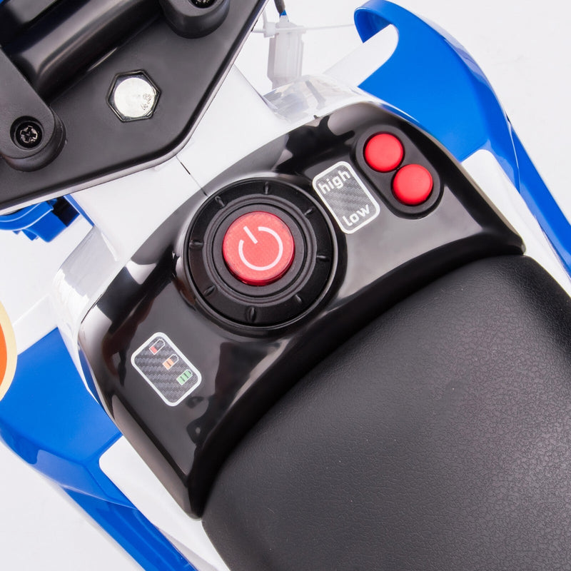 Electric 12V Blue Kids Ride-On Motorcycle with Training Wheels