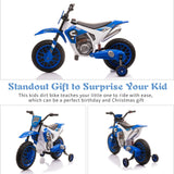Electric 12V Blue Kids Ride-On Motorcycle with Training Wheels