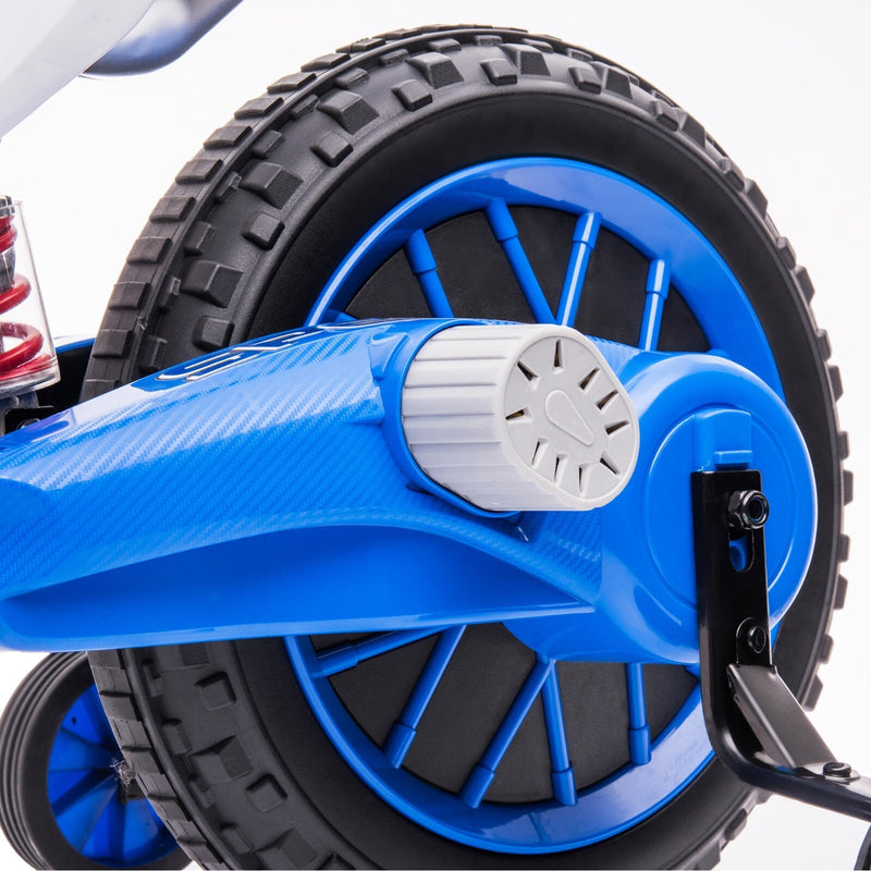 Electric 12V Blue Kids Ride-On Motorcycle with Training Wheels