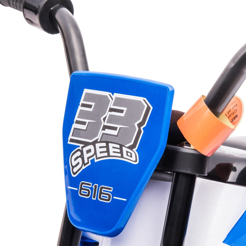 Electric 12V Blue Kids Ride-On Motorcycle with Training Wheels