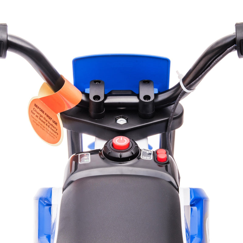 Electric 12V Blue Kids Ride-On Motorcycle with Training Wheels