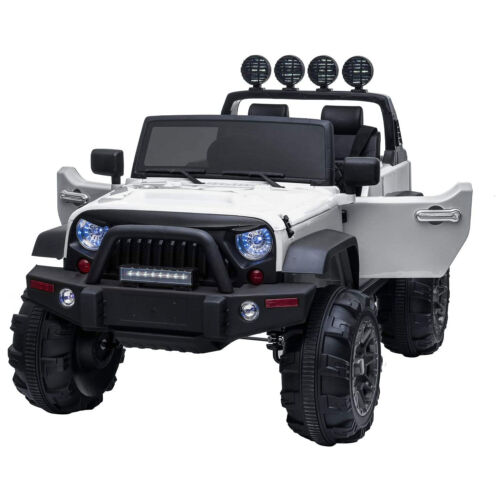 TOBBI 12V 2-Speed Battery Powered Jeep Wrangler Ride On Toy - White (Open Box)