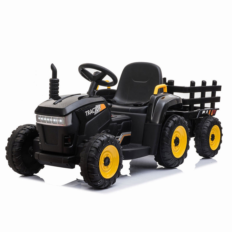 12V Battery-Powered Ride-On Tractor Toy with Trailer and 35W Dual Motor