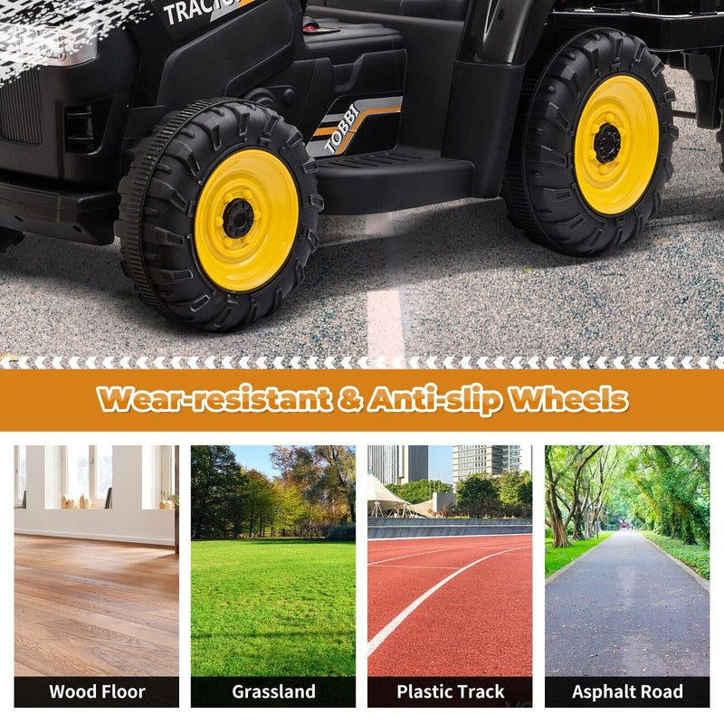 12V Battery-Powered Ride-On Tractor Toy with Trailer and 35W Dual Motor