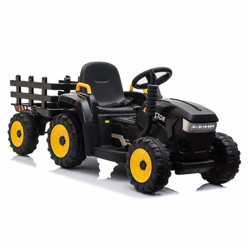 12V Battery-Powered Ride-On Tractor Toy with Trailer and 35W Dual Motor