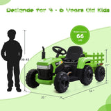 TOBBI 12V Battery-Powered Toy Tractor with Trailer for Kids - Electric Ride-On Vehicle